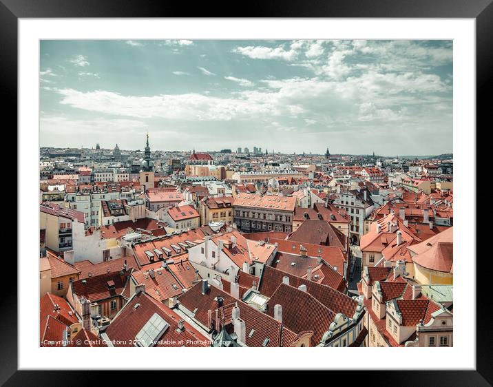 Aerial view with the city of Prague. Framed Mounted Print by Cristi Croitoru