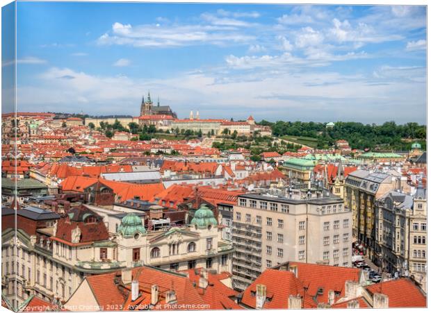 Aerial view with the Prague Castle Canvas Print by Cristi Croitoru