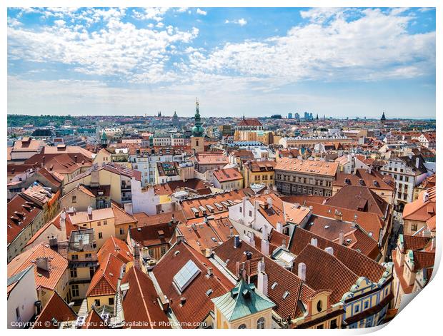 View with the city of Prague Print by Cristi Croitoru