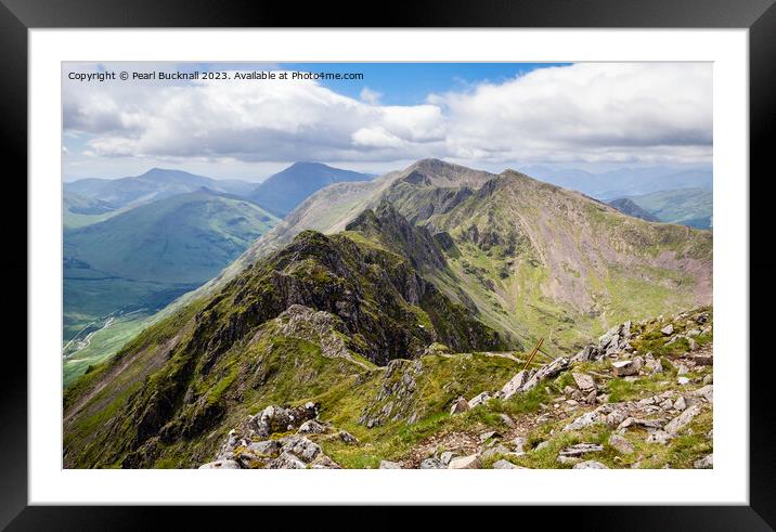 Aonach Eagach Scottish Munros Glen Coe Scotland Framed Mounted Print by Pearl Bucknall