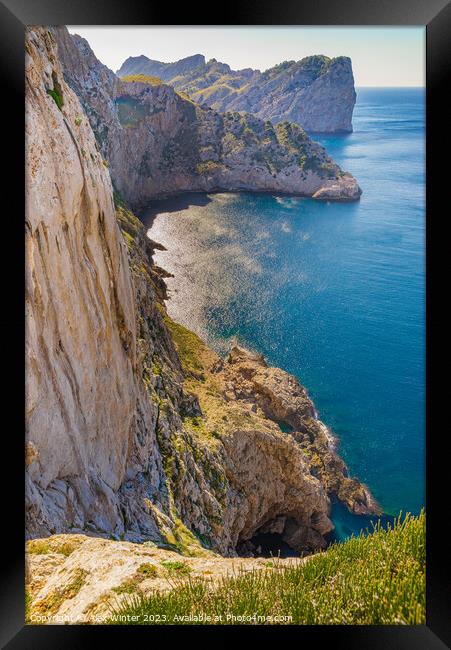 Rocks and cliffs of Cap de Formentor on Majorca Framed Print by Alex Winter