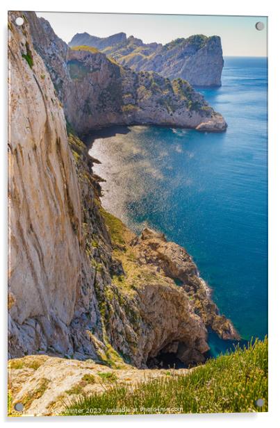 Rocks and cliffs of Cap de Formentor on Majorca Acrylic by Alex Winter
