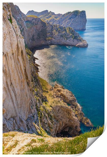 Rocks and cliffs of Cap de Formentor on Majorca Print by Alex Winter