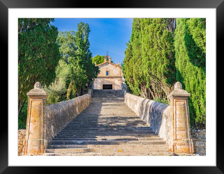 Stairway to the calvary of Pollenca on Mallorca Framed Mounted Print by Alex Winter