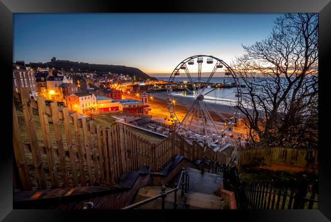 Scarborough Big Wheel and South Bay at Sunrise Framed Print by Tim Hill