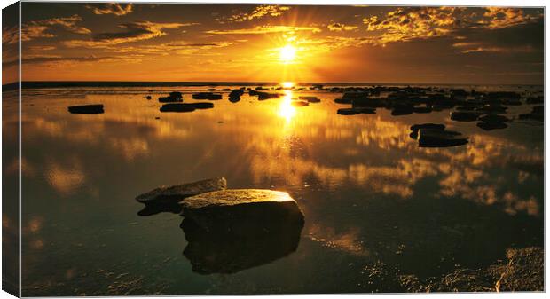 The Golden Sunrise at Saltwick Bay Canvas Print by Tim Hill