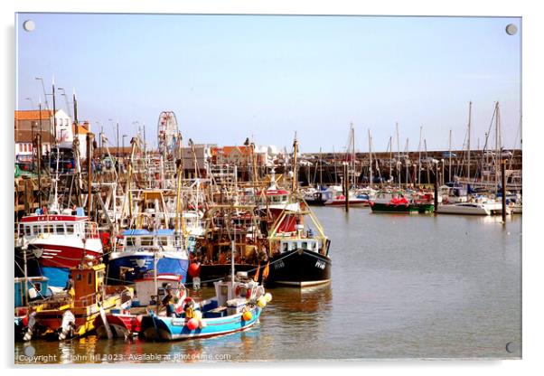 Scarborough harbor, Yorkshire. Acrylic by john hill