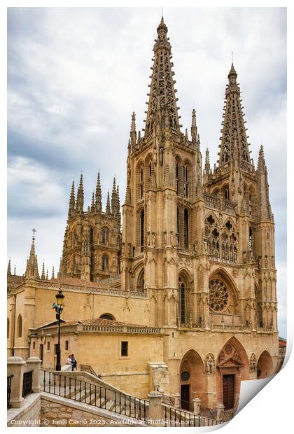 West view of the Cathedral of Burgos Print by Jordi Carrio