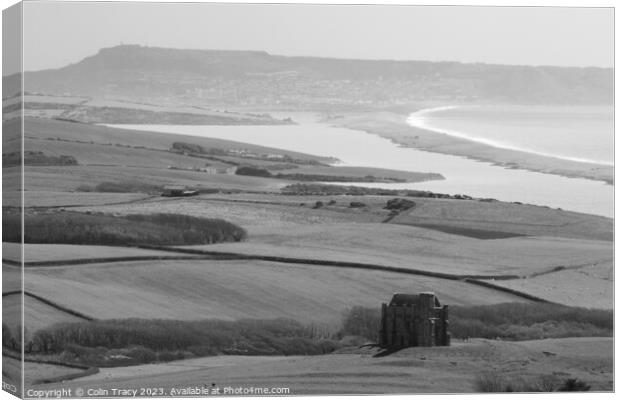 St Catherine's Chapel and Chesil Beach Canvas Print by Colin Tracy