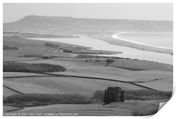 St Catherine's Chapel and Chesil Beach Print by Colin Tracy
