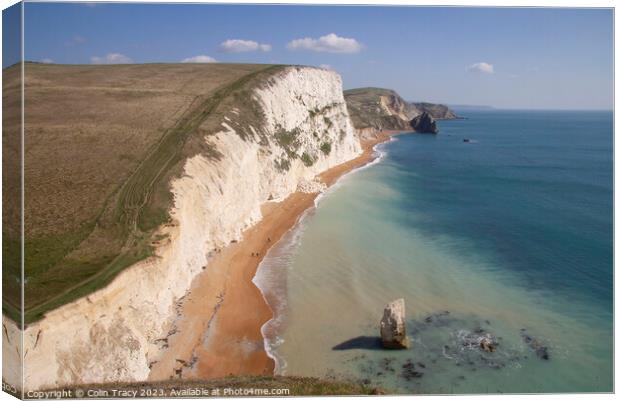 Durdle Door Beach from Bat's Head, Dorset , UK Canvas Print by Colin Tracy