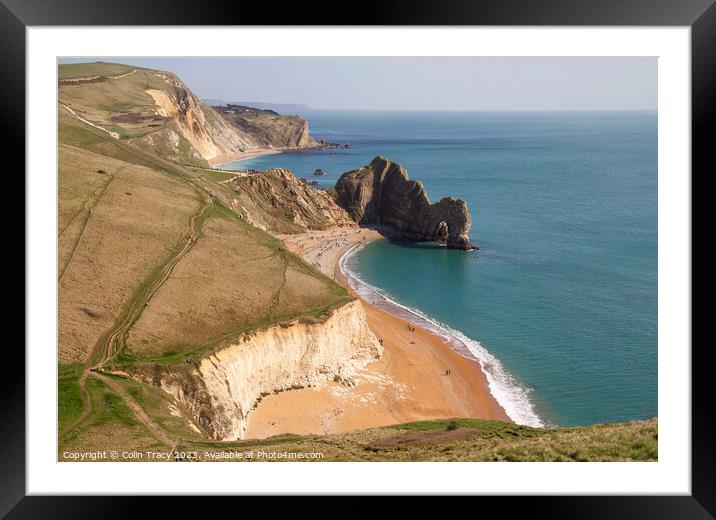 Durdle Door, Beach and Cliffs Framed Mounted Print by Colin Tracy