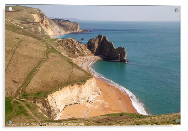 Durdle Door, Beach and Cliffs Acrylic by Colin Tracy