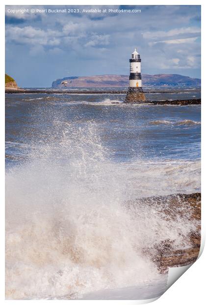 Penmon Point Lighthouse Anglesey Coast Print by Pearl Bucknall
