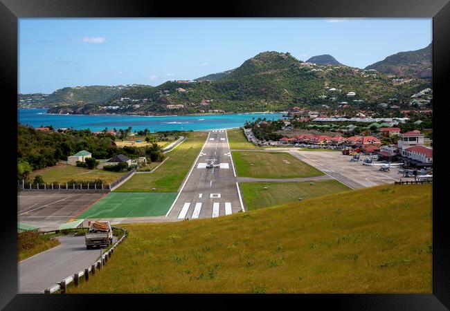 Gustaf III Airport on St Barts Framed Print by Roger Green