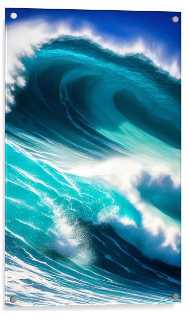 Ocean's Fury Acrylic by Roger Mechan