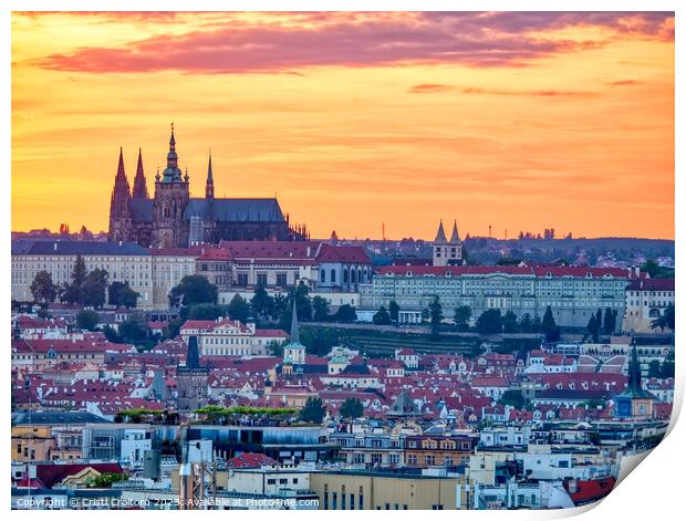 Prague Castle at sunset.  Print by Cristi Croitoru