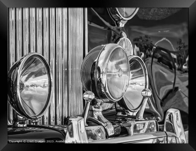 Old vintage car headlights. Framed Print by Cristi Croitoru