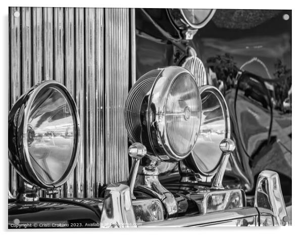 Old vintage car headlights. Acrylic by Cristi Croitoru
