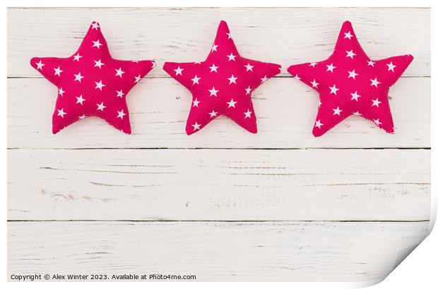 Pink stars decoration Print by Alex Winter