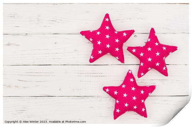 Pink stars decoration Print by Alex Winter