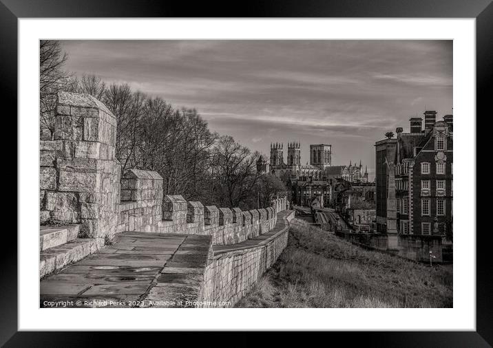 City Walls and York Minster Framed Mounted Print by Richard Perks