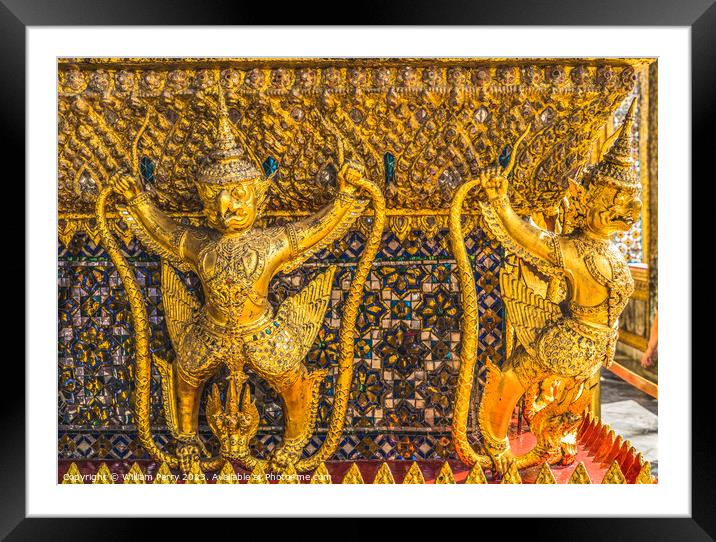 Guardians Entrance Emerald Buddha Temple Grand Palace Bangkok Th Framed Mounted Print by William Perry