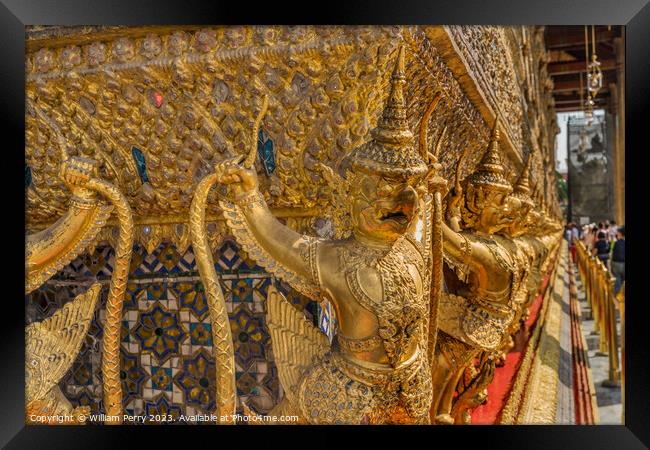 Guardians Entrance Emerald Buddha Temple Grand Palace Bangkok Framed Print by William Perry