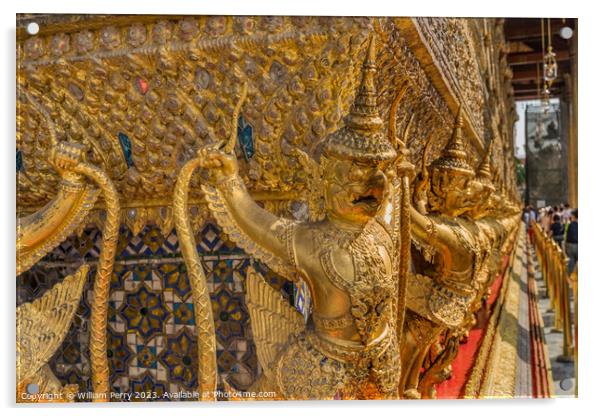 Guardians Entrance Emerald Buddha Temple Grand Palace Bangkok Acrylic by William Perry