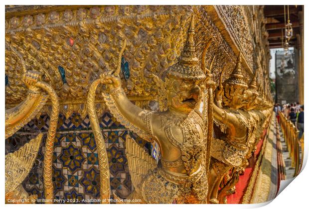 Guardians Entrance Emerald Buddha Temple Grand Palace Bangkok Print by William Perry
