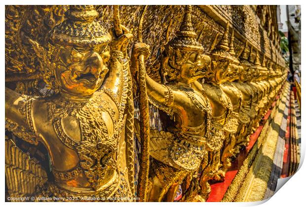 Guardians Entrance Emerald Buddha Temple Grand Palace Bangkok Th Print by William Perry