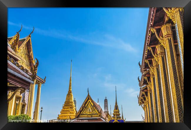 Courtyard Emerald Buddha Temple Grand Palace Bangkok Thailand Framed Print by William Perry