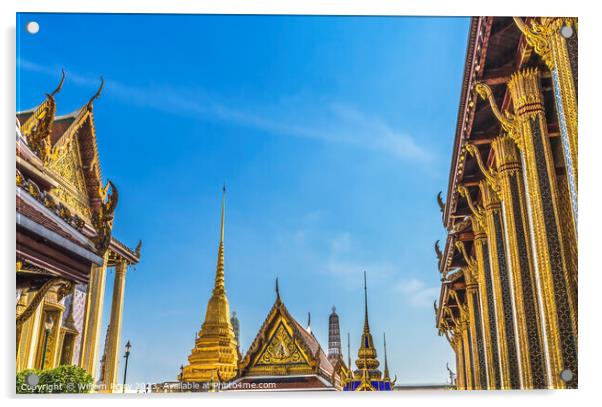 Courtyard Emerald Buddha Temple Grand Palace Bangkok Thailand Acrylic by William Perry