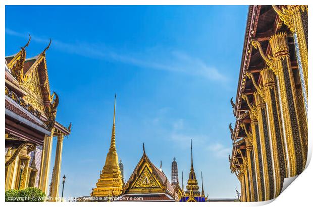 Courtyard Emerald Buddha Temple Grand Palace Bangkok Thailand Print by William Perry