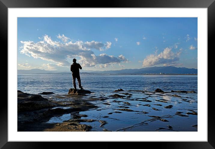 Spectacular scenery at the coast of Enoshima, Japan Framed Mounted Print by Lensw0rld 