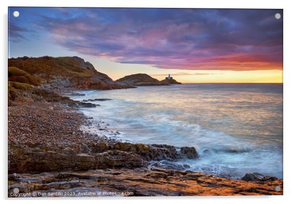 Mumbles Lighthouse, Bracelet Bay, Swansea Acrylic by Dan Santillo