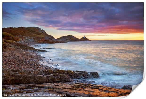 Mumbles Lighthouse, Bracelet Bay, Swansea Print by Dan Santillo