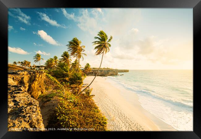 Bottom Bay at sunrise, Barbados, Caribbean Framed Print by Justin Foulkes