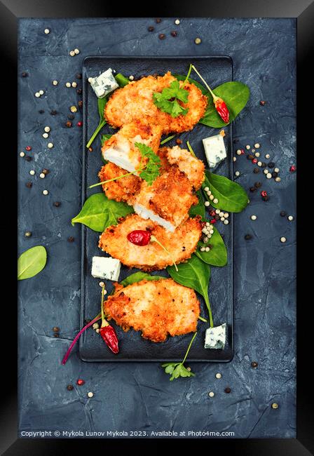 Breaded spicy chicken breast. Framed Print by Mykola Lunov Mykola