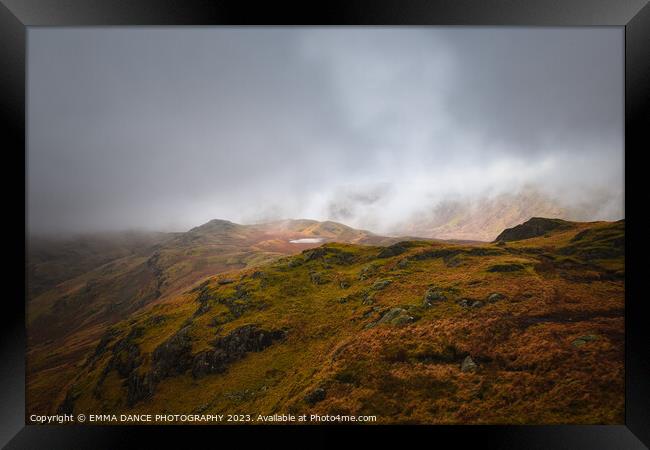 Mist rolling in over Calf Crag Framed Print by EMMA DANCE PHOTOGRAPHY
