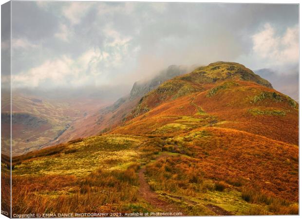 Mist rolling in over Gibson Knott and Calf Crag Canvas Print by EMMA DANCE PHOTOGRAPHY