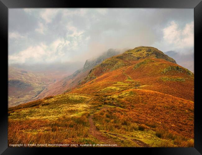 Mist rolling in over Gibson Knott and Calf Crag Framed Print by EMMA DANCE PHOTOGRAPHY