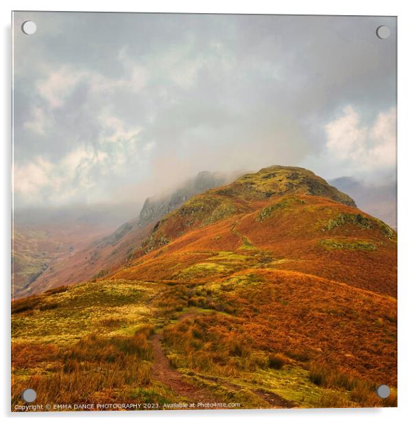 Mist rolling in over Gibson Knott and Calf Crag Acrylic by EMMA DANCE PHOTOGRAPHY