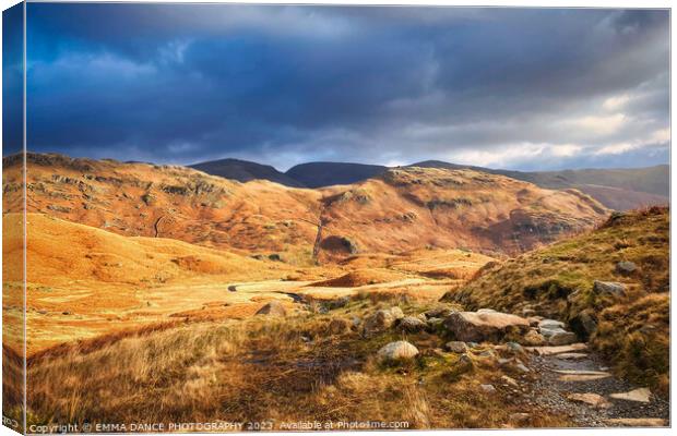 Views of Helm Crag from Easedale Tarn Canvas Print by EMMA DANCE PHOTOGRAPHY