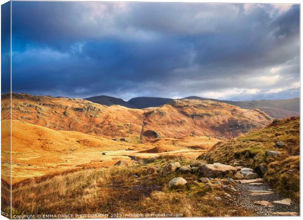 Views of Helm Crag from Easedale Tarn Canvas Print by EMMA DANCE PHOTOGRAPHY