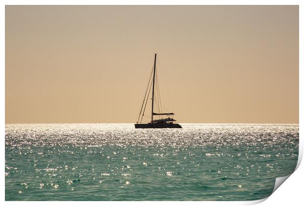 Yacht at Anchor Print by Roger Green