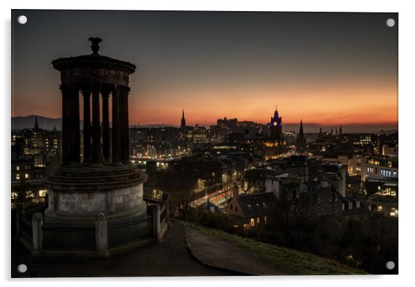 Golden Twilight over Edinburgh Acrylic by John Frid