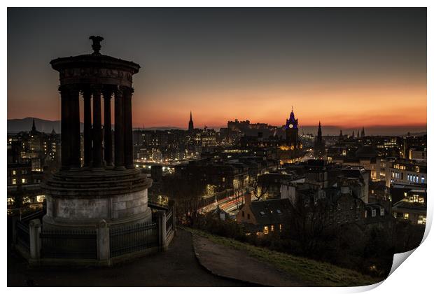 Golden Twilight over Edinburgh Print by John Frid