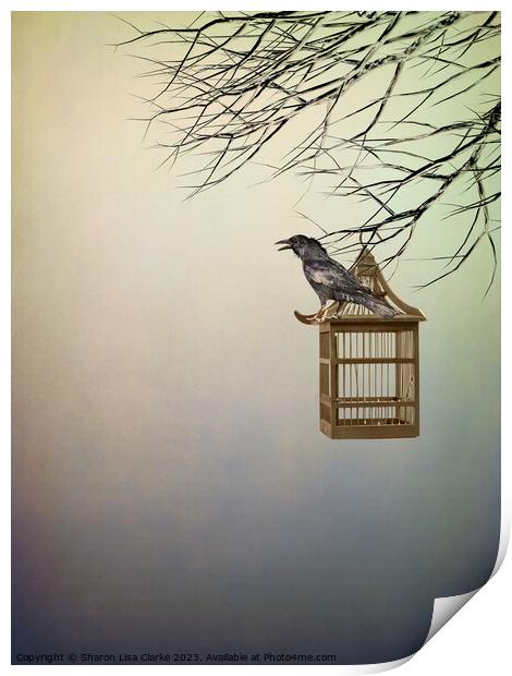 Golden Crow Print by Sharon Lisa Clarke