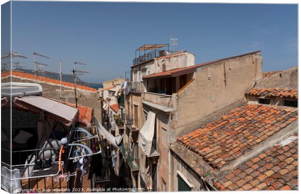 Cefalu Rooftops Canvas Print by Rob Hawkins